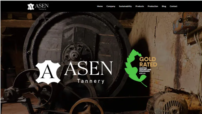 Asen Leather web sitesi ana sayfası