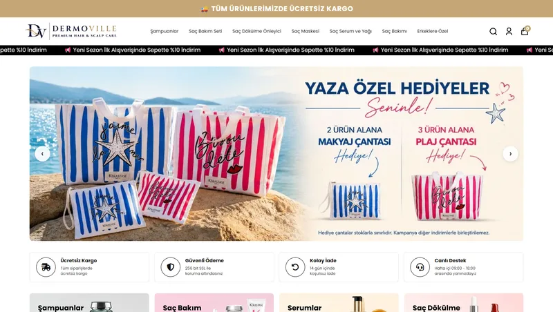 Dermoville web sitesi ana sayfası