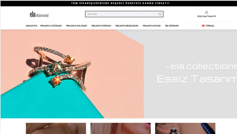 Ela Diamond web sitesi ana sayfası