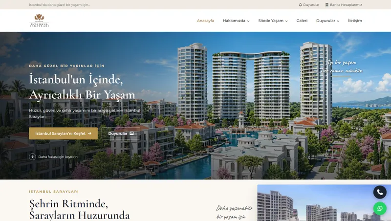İstanbul Sarayları web sitesi ana sayfası