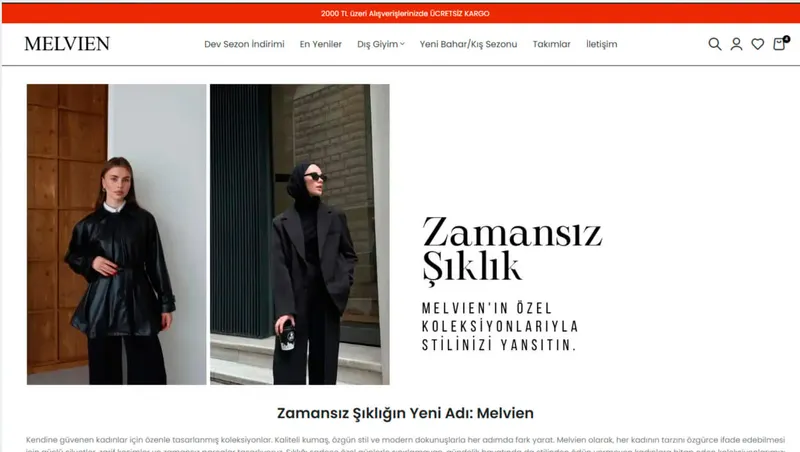 Melvien web sitesi ana sayfası