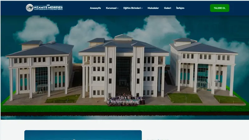 Nizamiye Eğitim Kurumları web sitesi ana sayfası