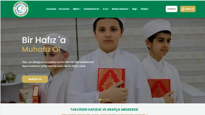 Takvader web sitesi ana sayfası