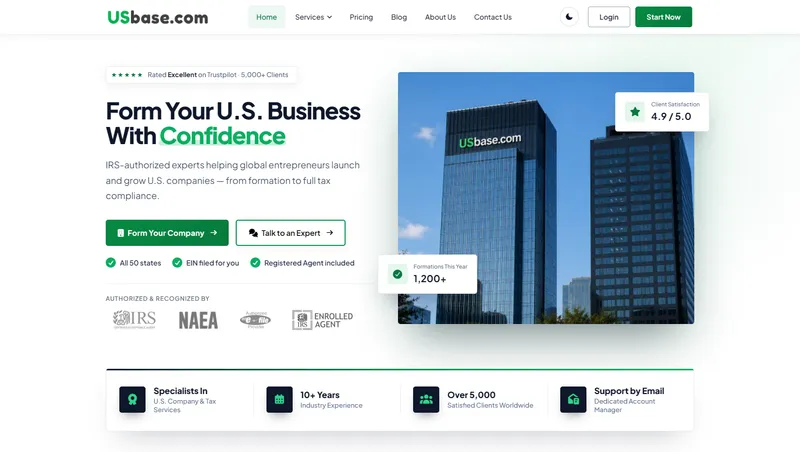 USbase web sitesi ana sayfası