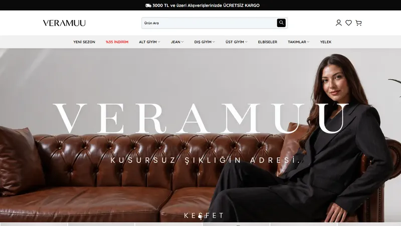 Veramuu web sitesi ana sayfası