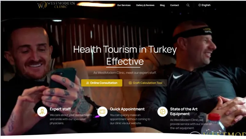 West Modern Clinic web sitesi ana sayfası